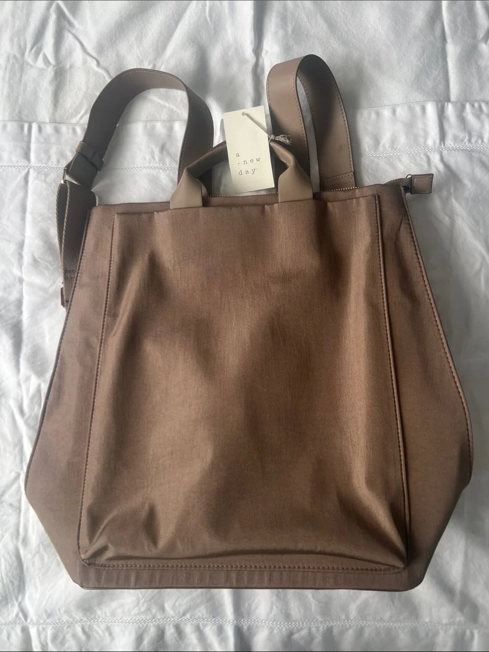 a new day Chocolate Brown Tote with Dual Straps